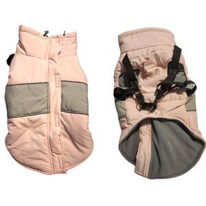 PINK and Grey Dog Puffer Coat Jacket Fleece Lined Size L  - New without tags
